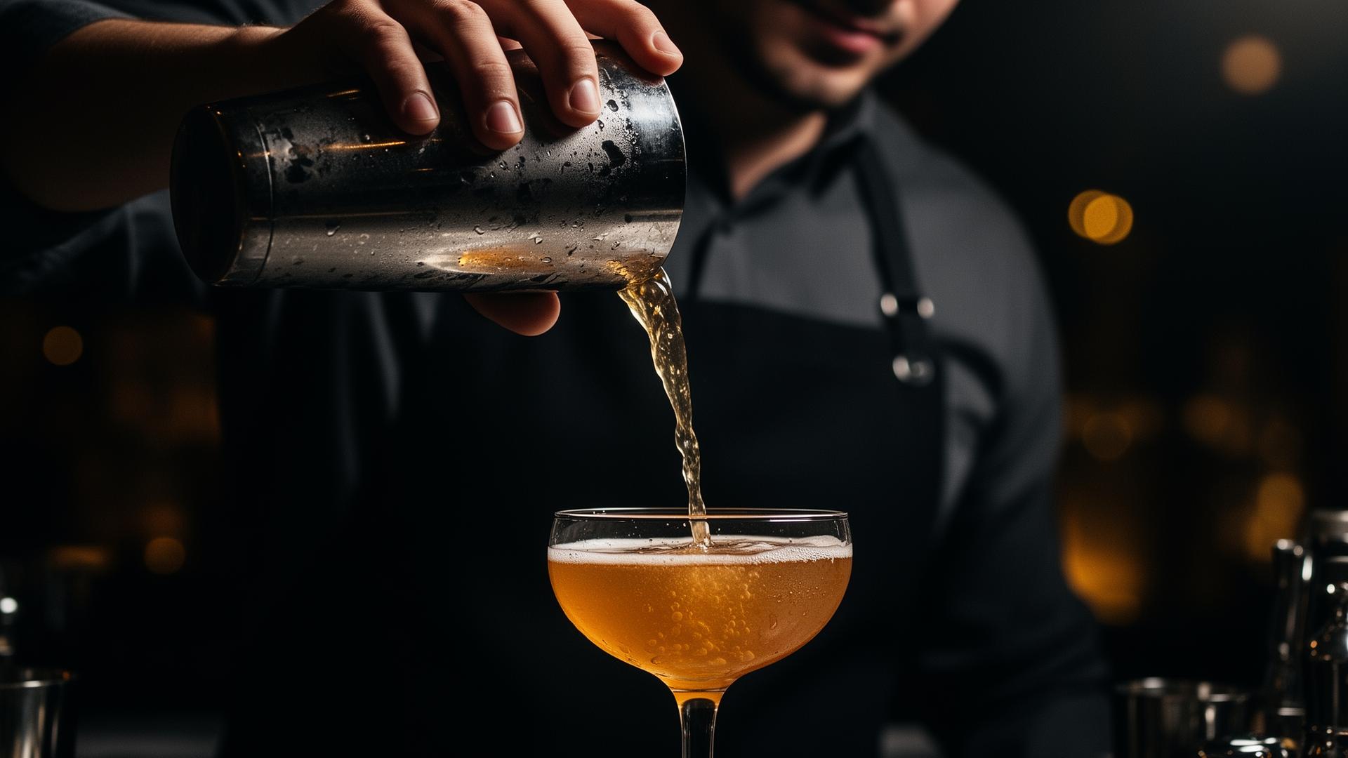 Professionel bartender hælder cocktail